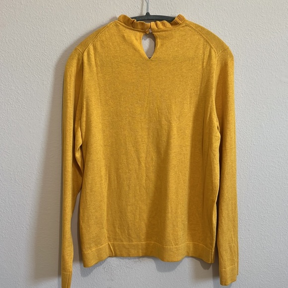 J.Crew Ruffle Neck Sweater Ochre Yellow Mustard Pullover New Women Large Sweater - Picture 3 of 7